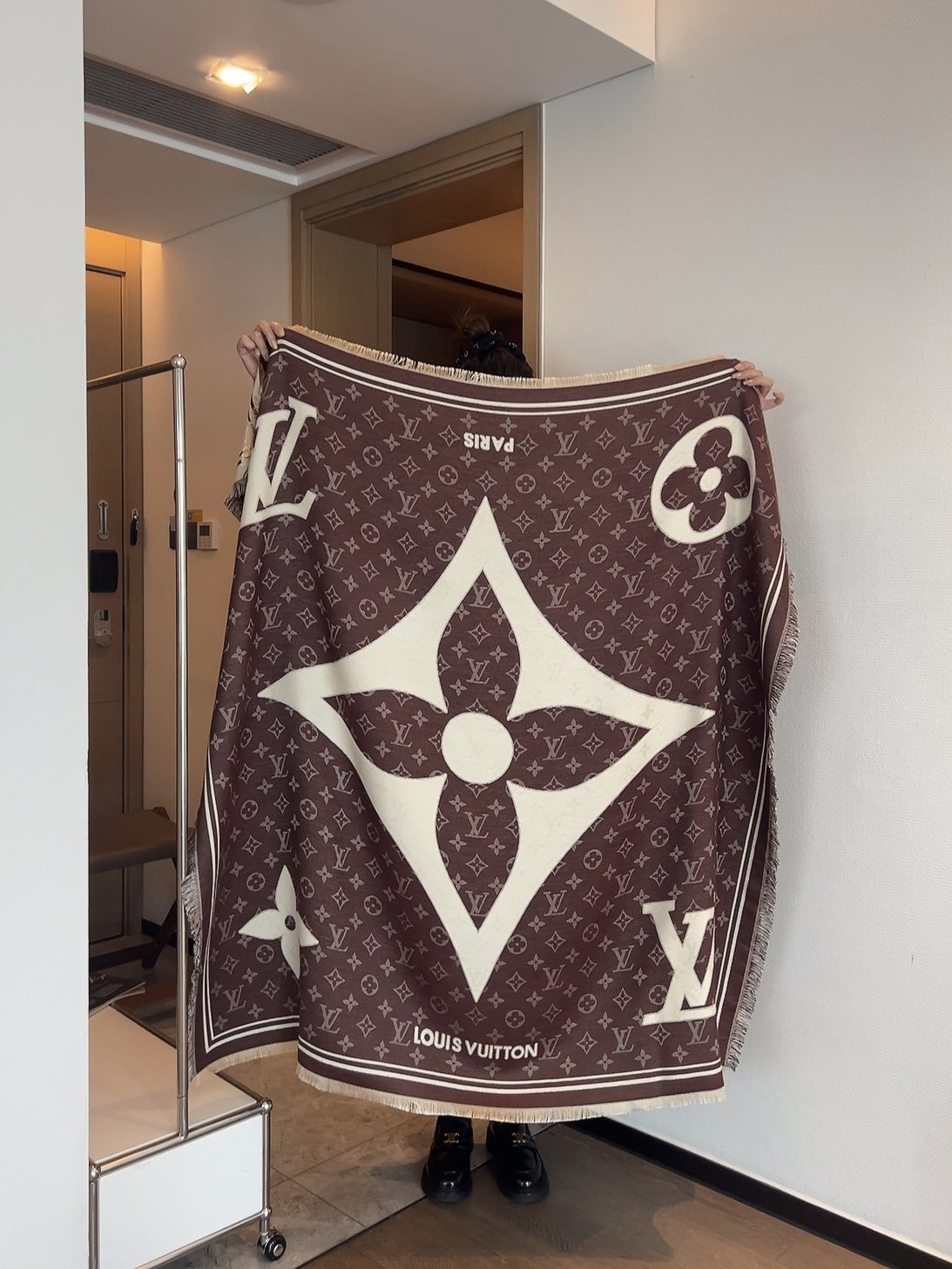 Louis Vuitton Brown & Cream Monogram Square Scarf — hero