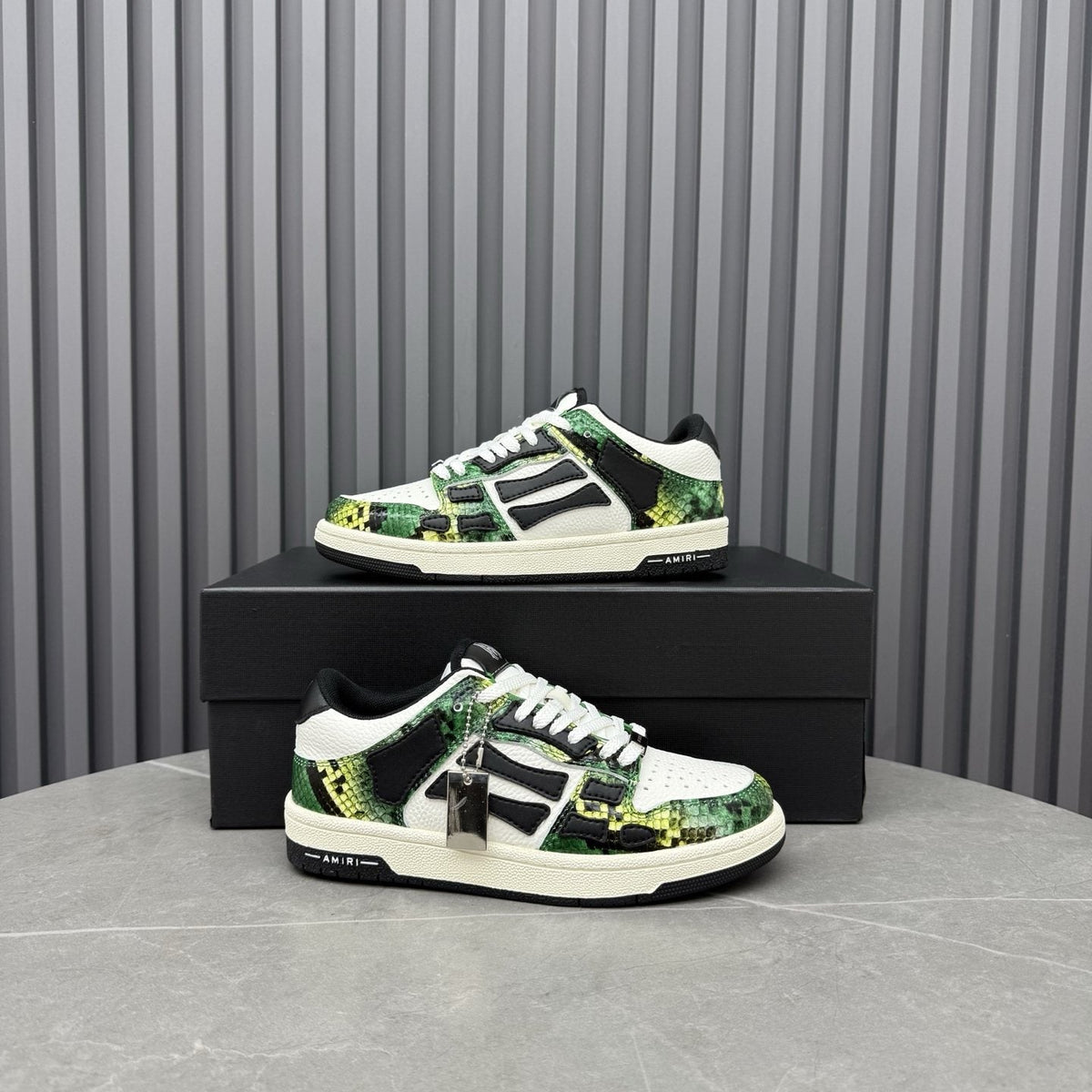AMIRI Green Patterned Low-Top Sneakers — side