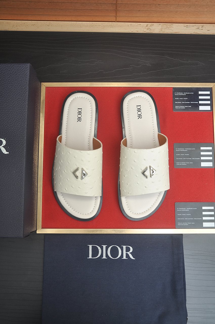 Dior White Strap Slide Sandals — hero