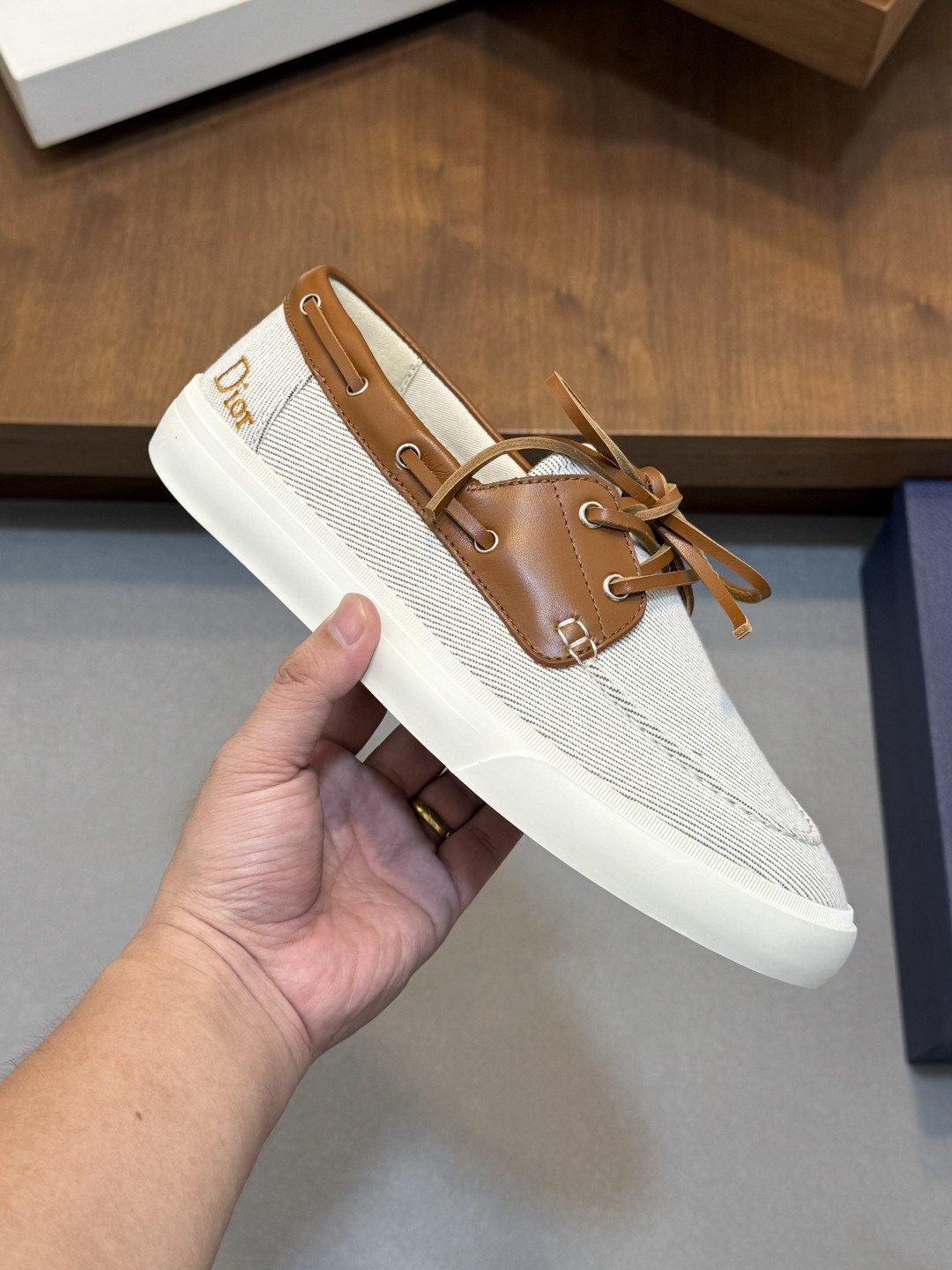 Dior Contrast-Trim Lace-Up Casual Shoes — side