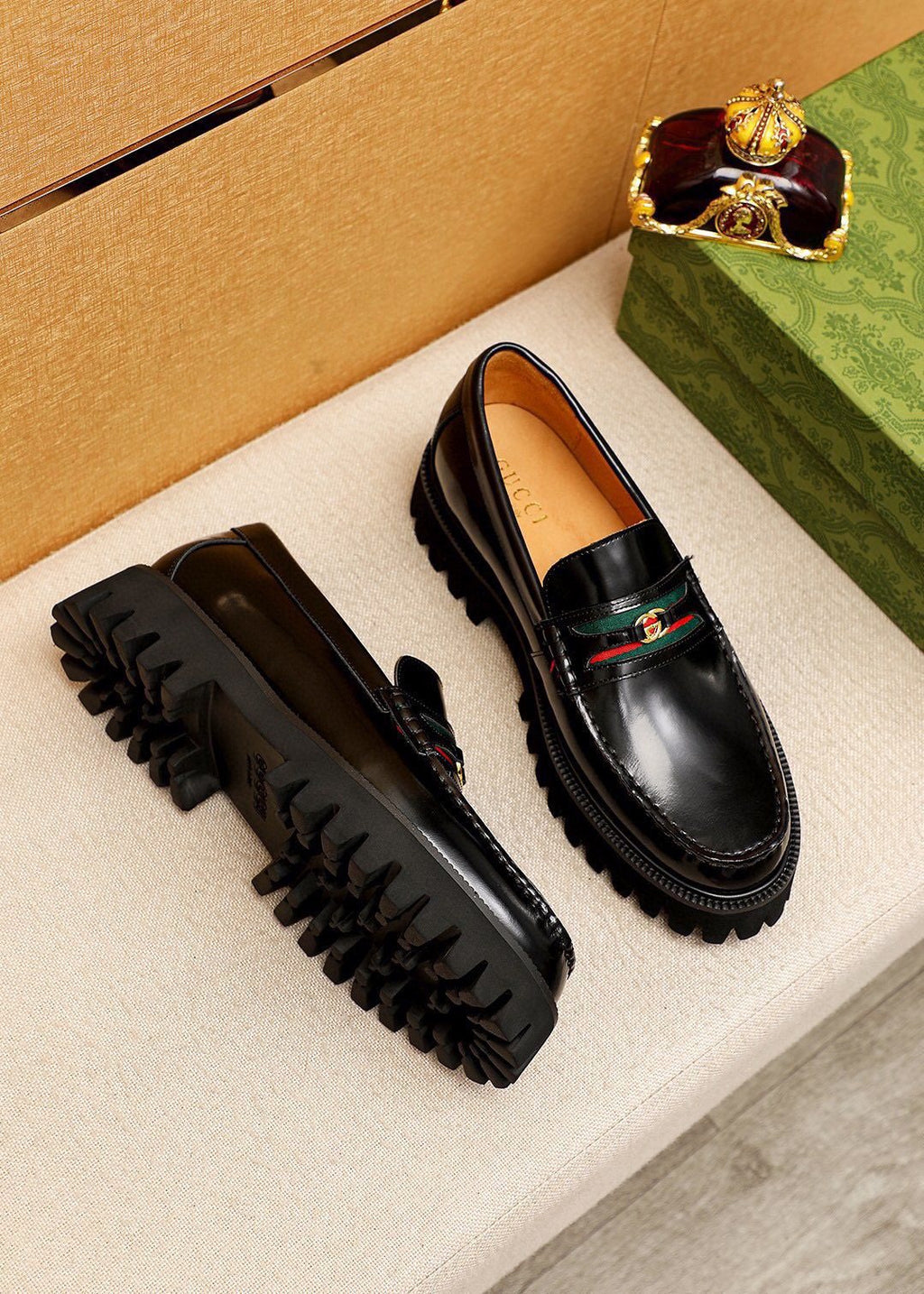 Gucci Leather Lug-Sole Loafers — side