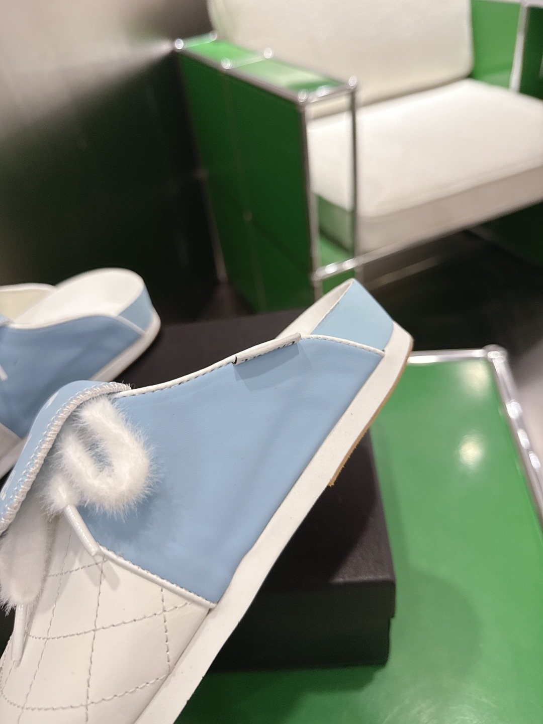 Chanel Quilted Closed-Toe Slide Sandals — back