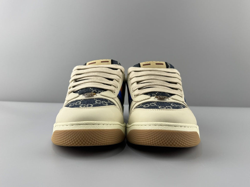 Gucci Cream Stripe Low-Top Sneakers — front