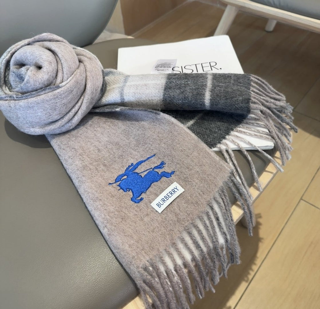 Burberry Reversible Plaid Fringed Scarf — side