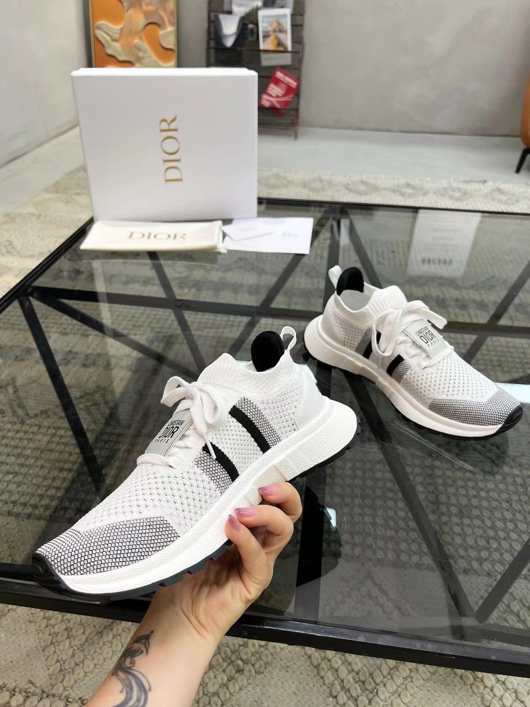 Dior Knit Low-Top Sneakers — side