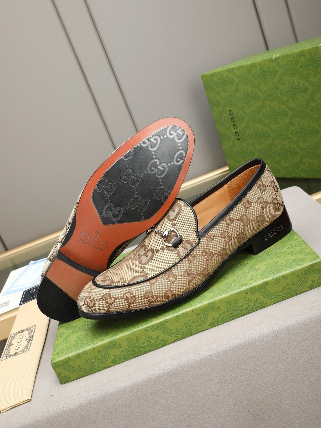 Gucci Monogram Bit Loafers — detail