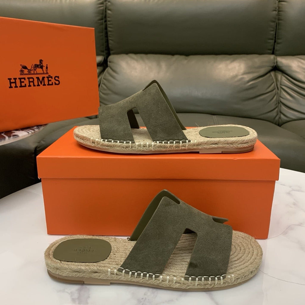Hermès H-Cut Braided Slide Sandals — side
