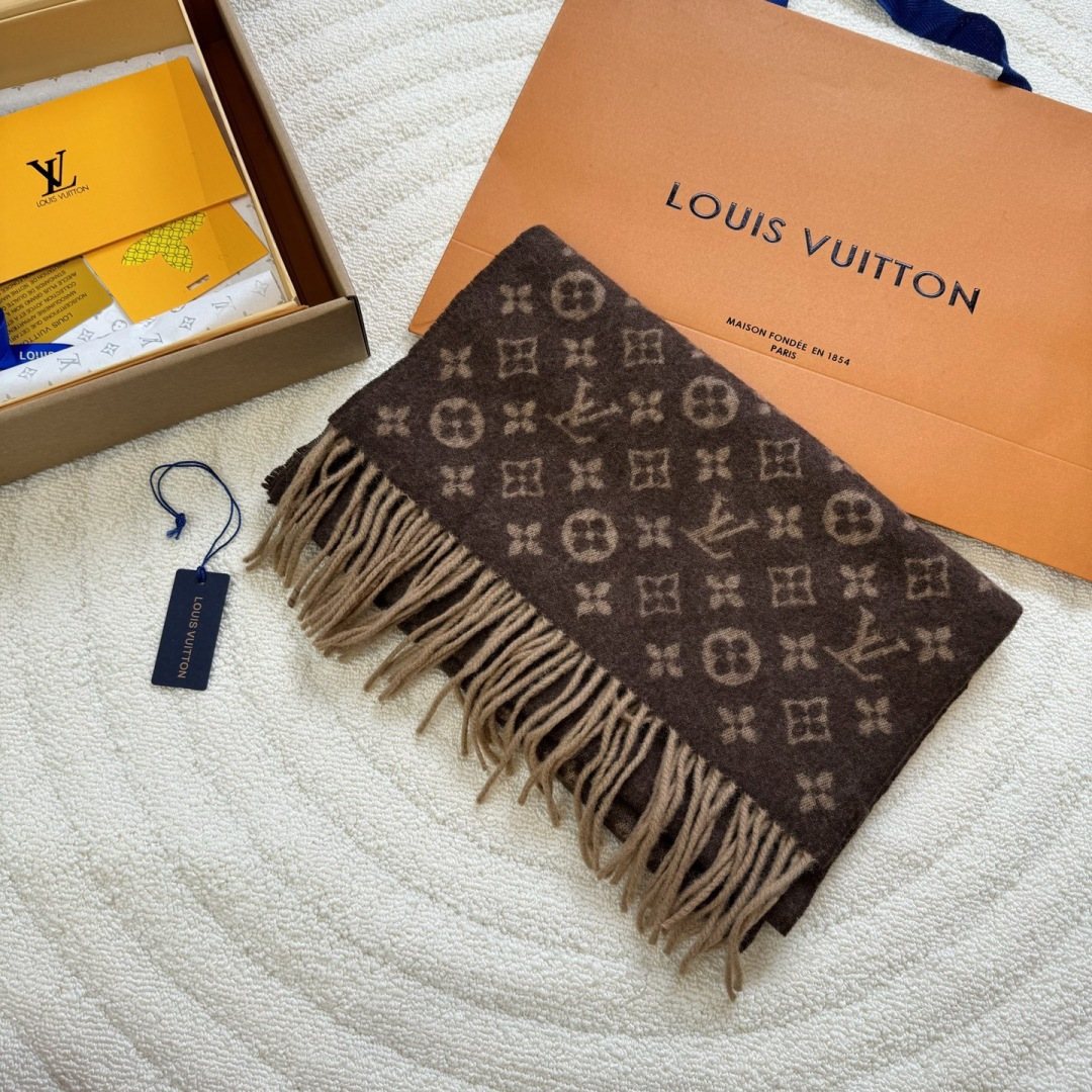 Louis Vuitton Monogram Fringed Scarf — front