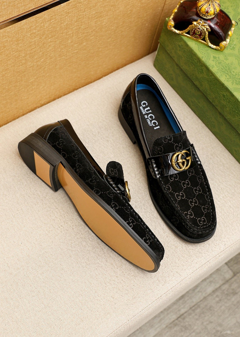 Gucci Patterned Hardware Loafers — front