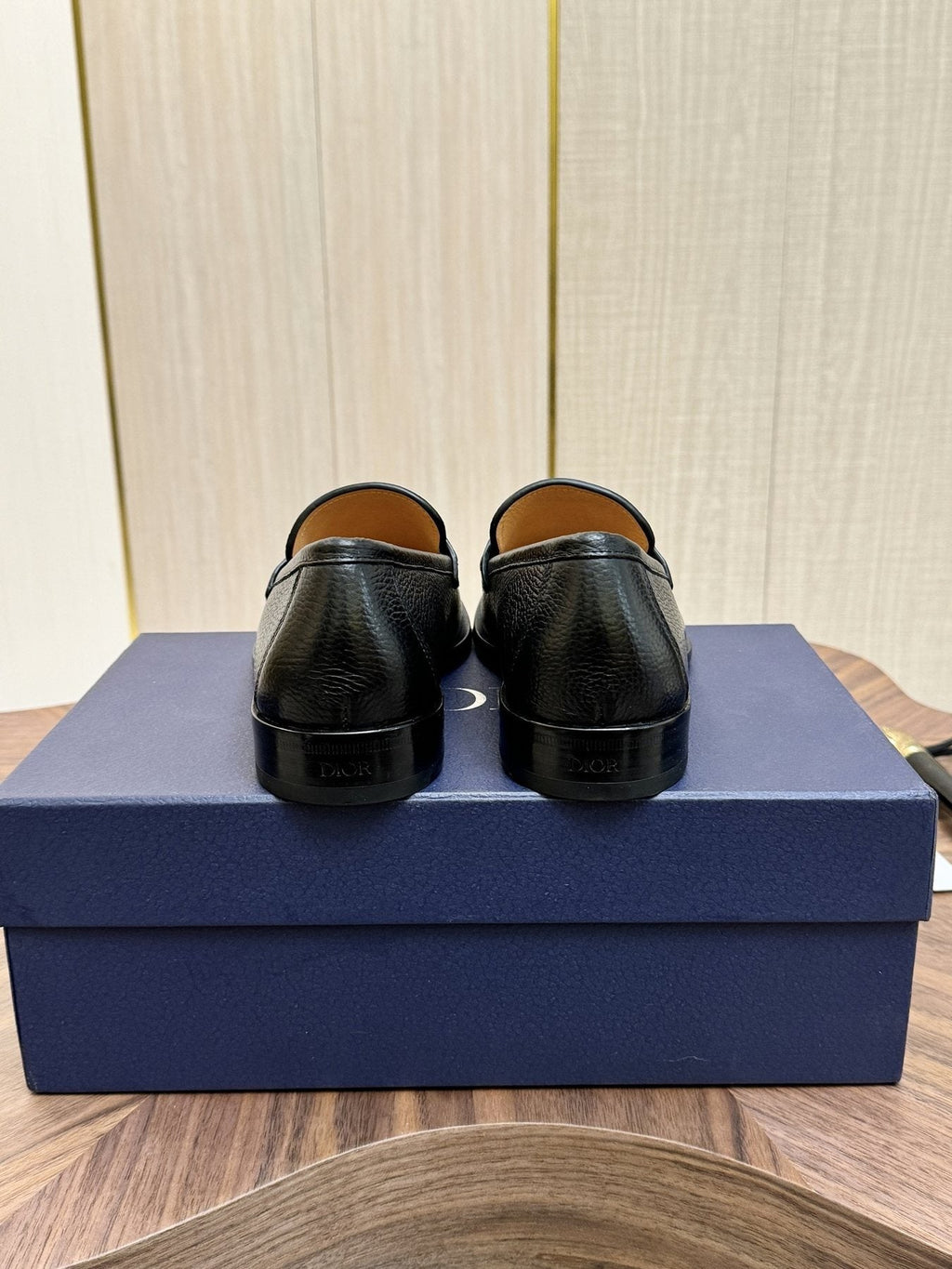 Dior Leather Moc-Toe Loafers — back